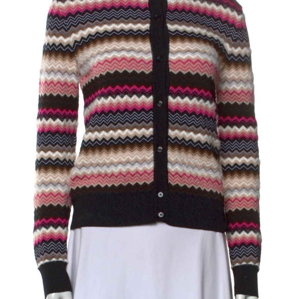 Authentic Missoni Black and Pink Zigzag Cardigan